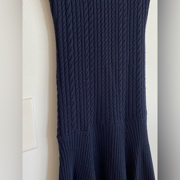 Alice + Olivia Blue Mini Cable Knit Wool Sweater Dress - Picture 5 of 8